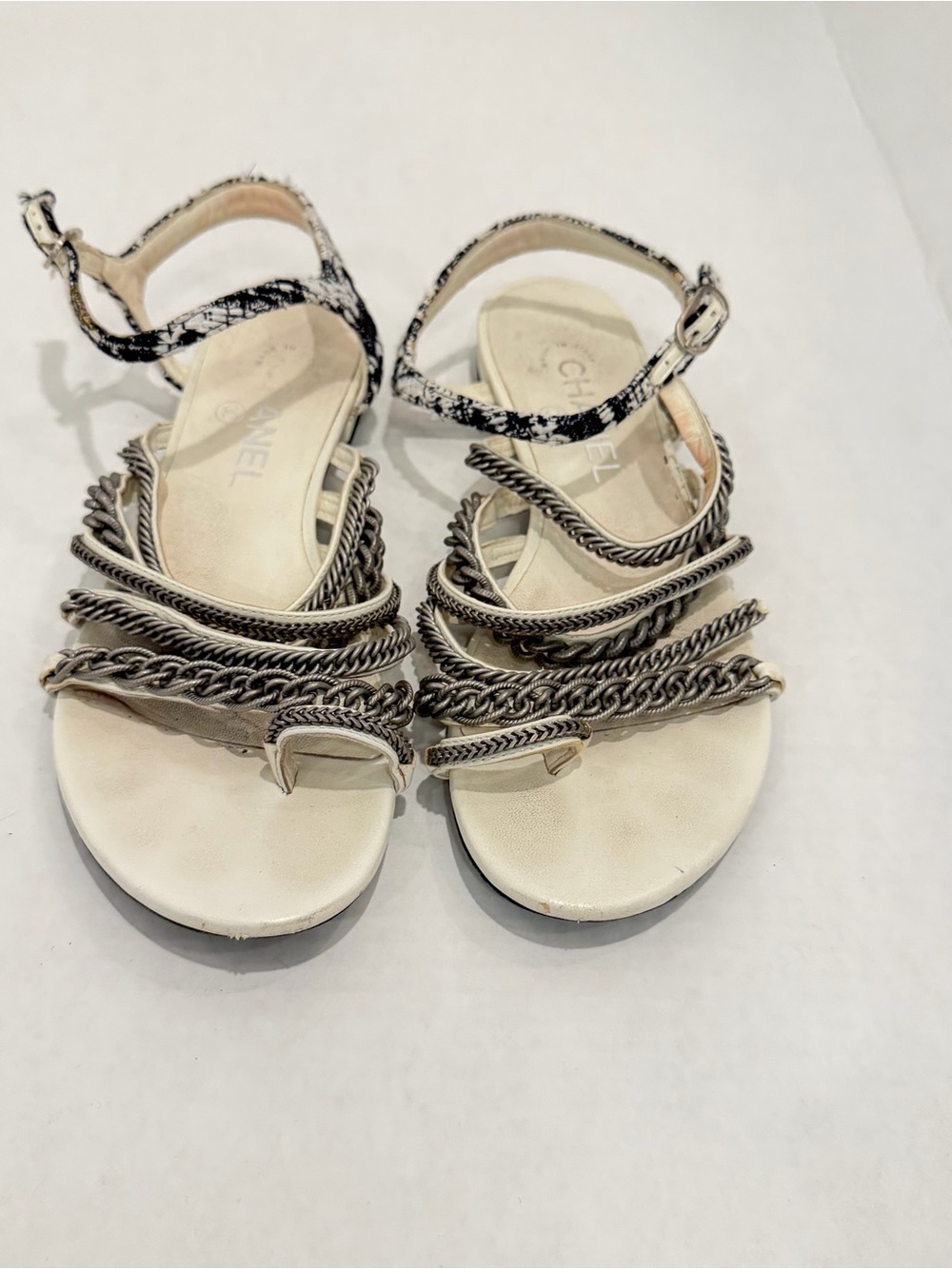 Chanel strappy Toe embellished sandals size 37.5